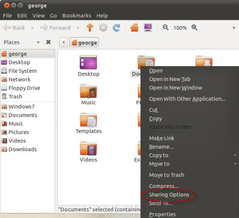 Sharing files in ubuntu for windows