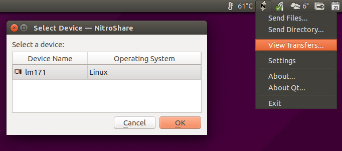 NitroShare view device screenshot