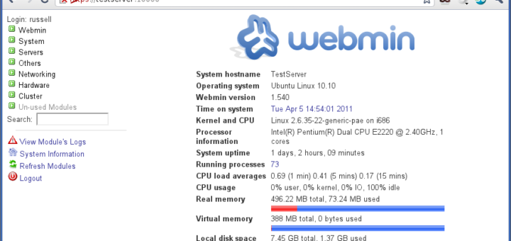 Webmin GUI for Ubuntu