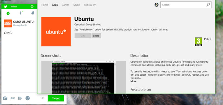 Ubuntu on Windows 10 Store