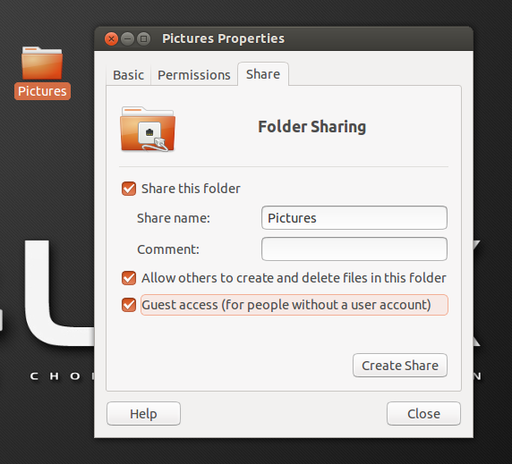 Share ubuntu files in windows