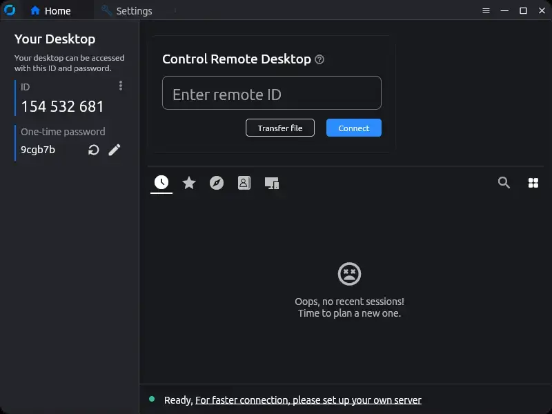 RustDesk remote desktop app running on Linux