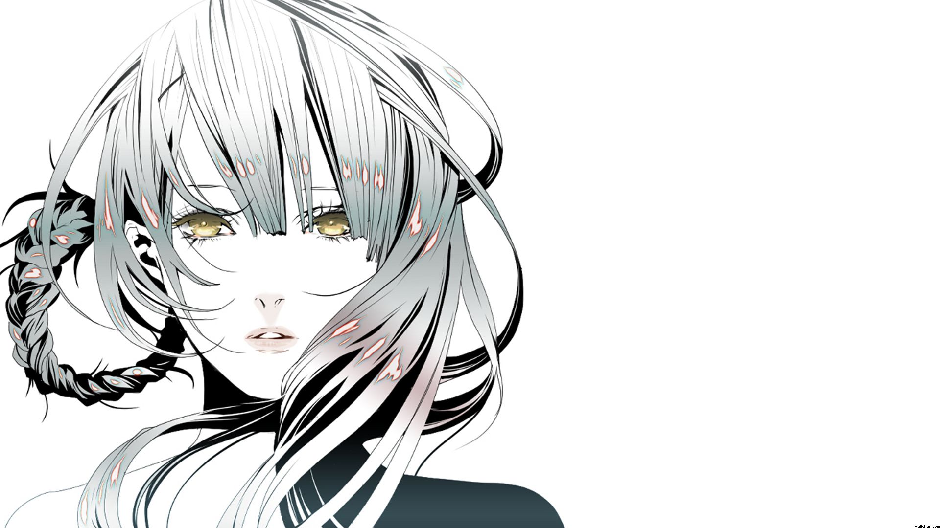 Cute anime girl white background