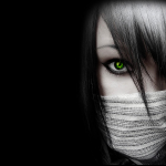 Green-Eyes-GIrl-Black-Wallpaper