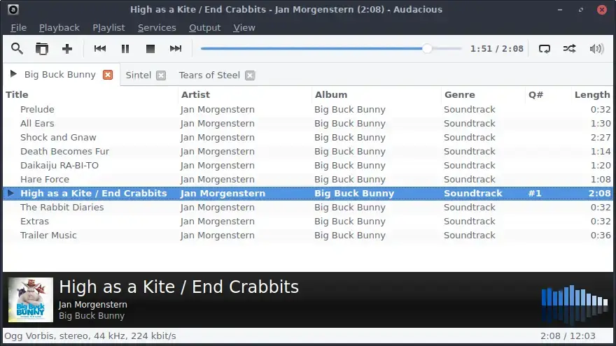 Audacious music player screenshot on Ubuntu