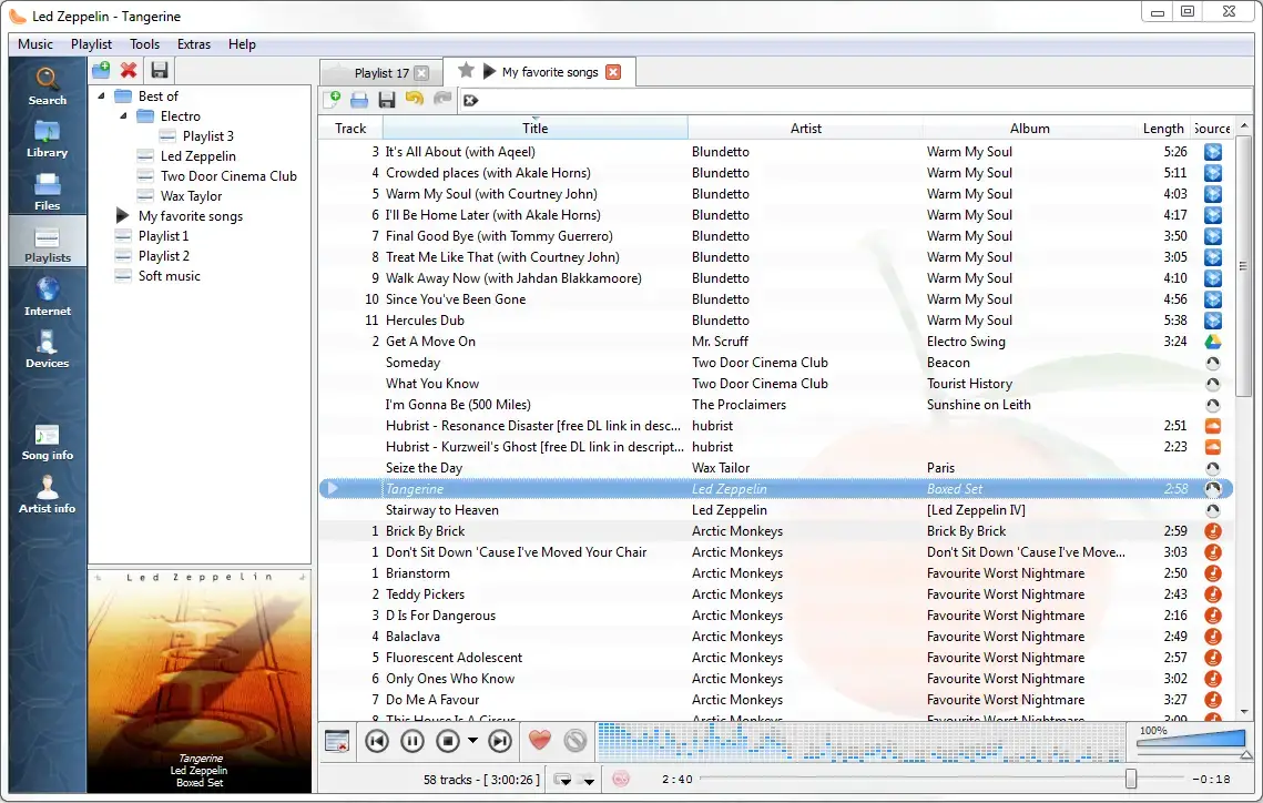 Clementine music player screenshot on Ubuntu