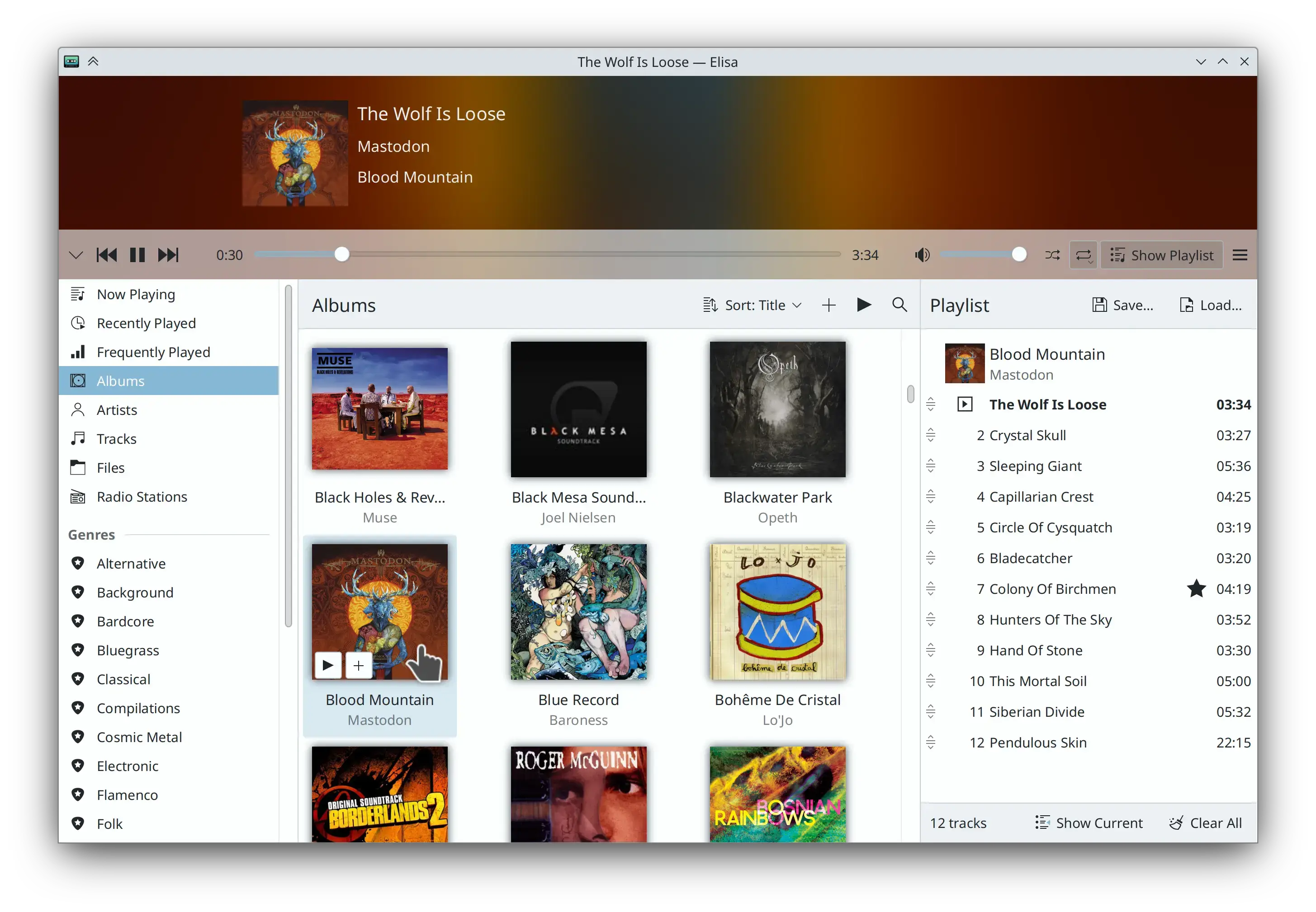 Elisa music player screenshot on Ubuntu