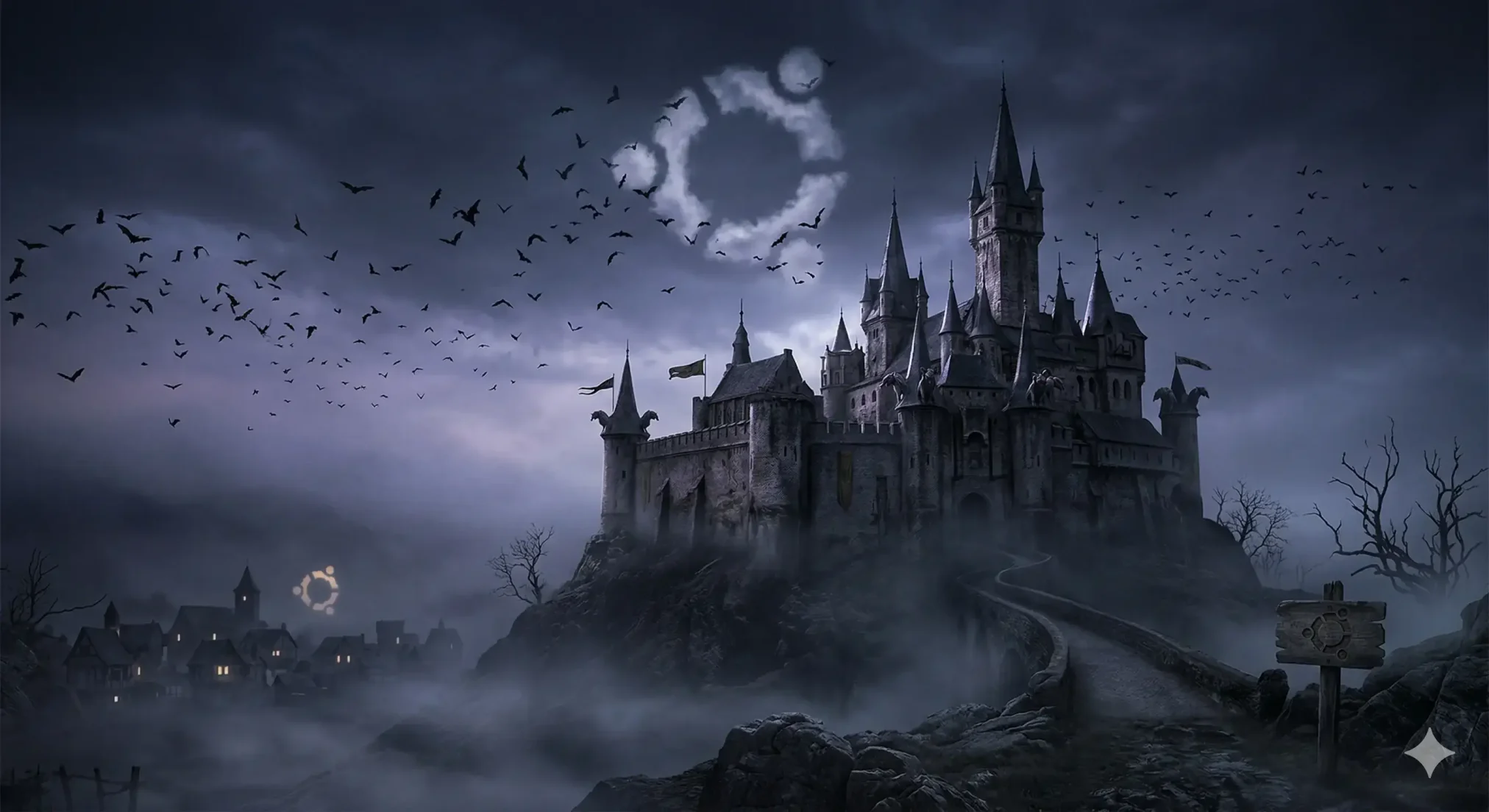 Black ubuntu wallpaper 16 castle under moon - 15 Black Ubuntu Wallpapers in HD and 4K