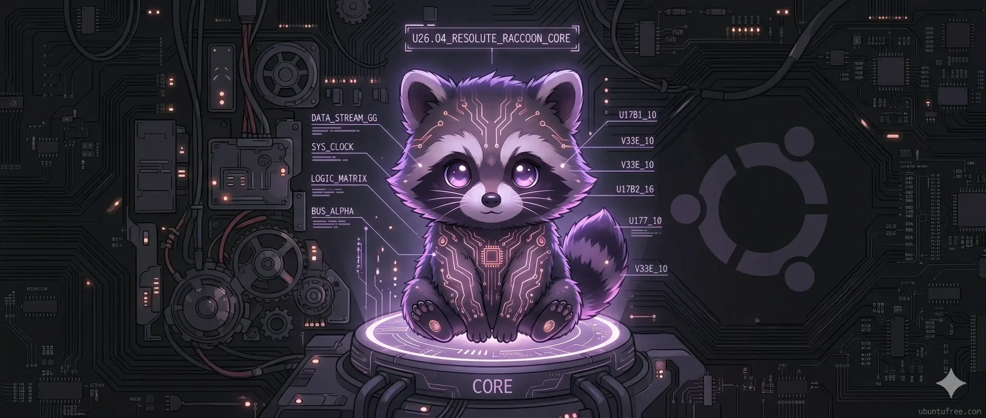 Black ubuntu wallpaper 18 dark circle emblem with racoon - 15 Black Ubuntu Wallpapers in HD and 4K