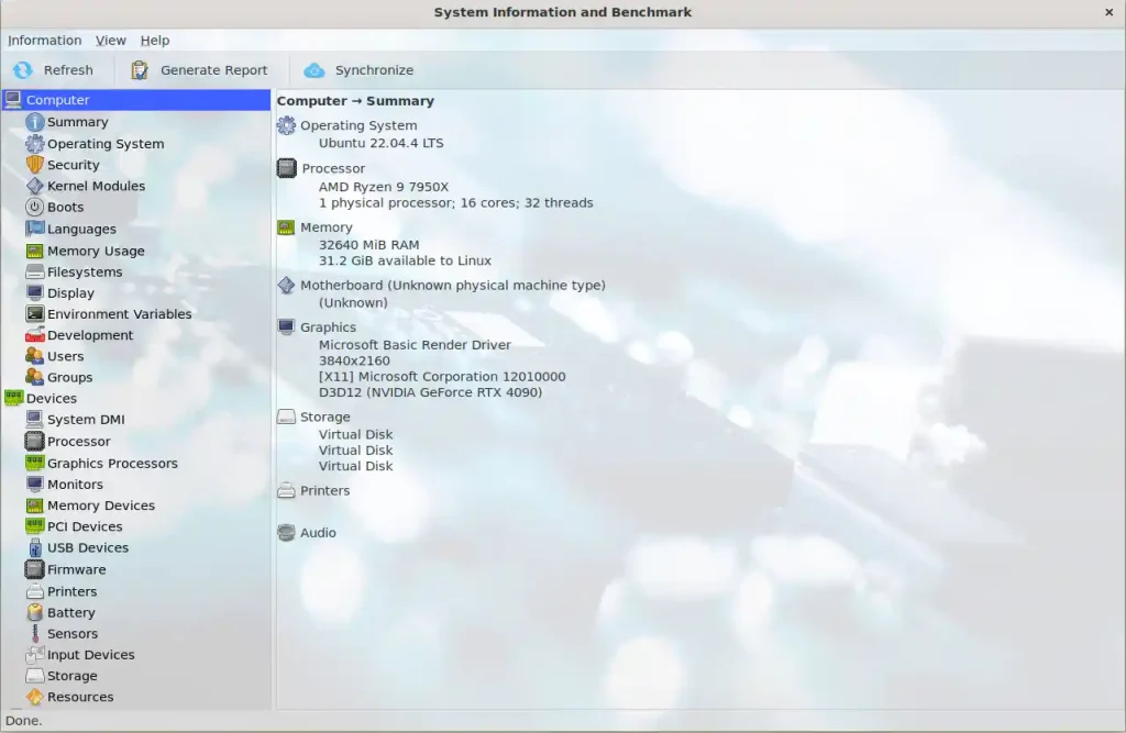 Hardinfo2 system monitor