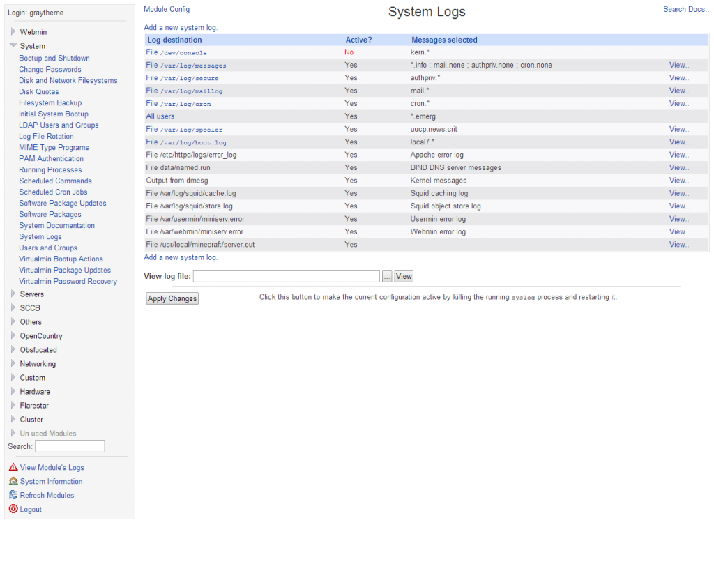 View system logs