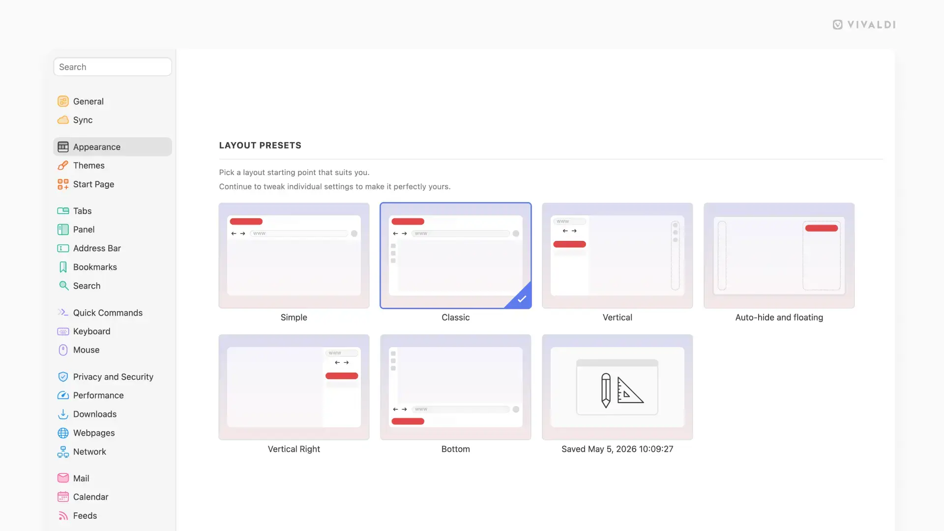 Custom layout presets - Vivaldi on Ubuntu 26.04: Install Guide & Tips