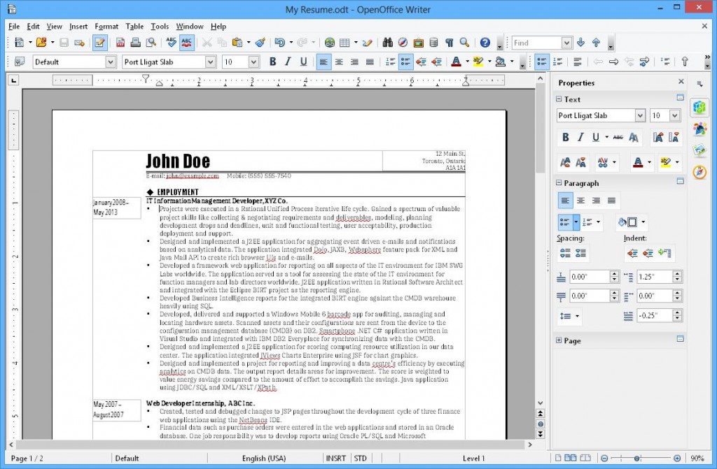 Apache OpenOffice on Ubuntu 24.04 screenshot