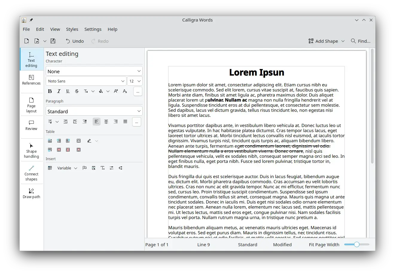 Calligra Suite running on Ubuntu