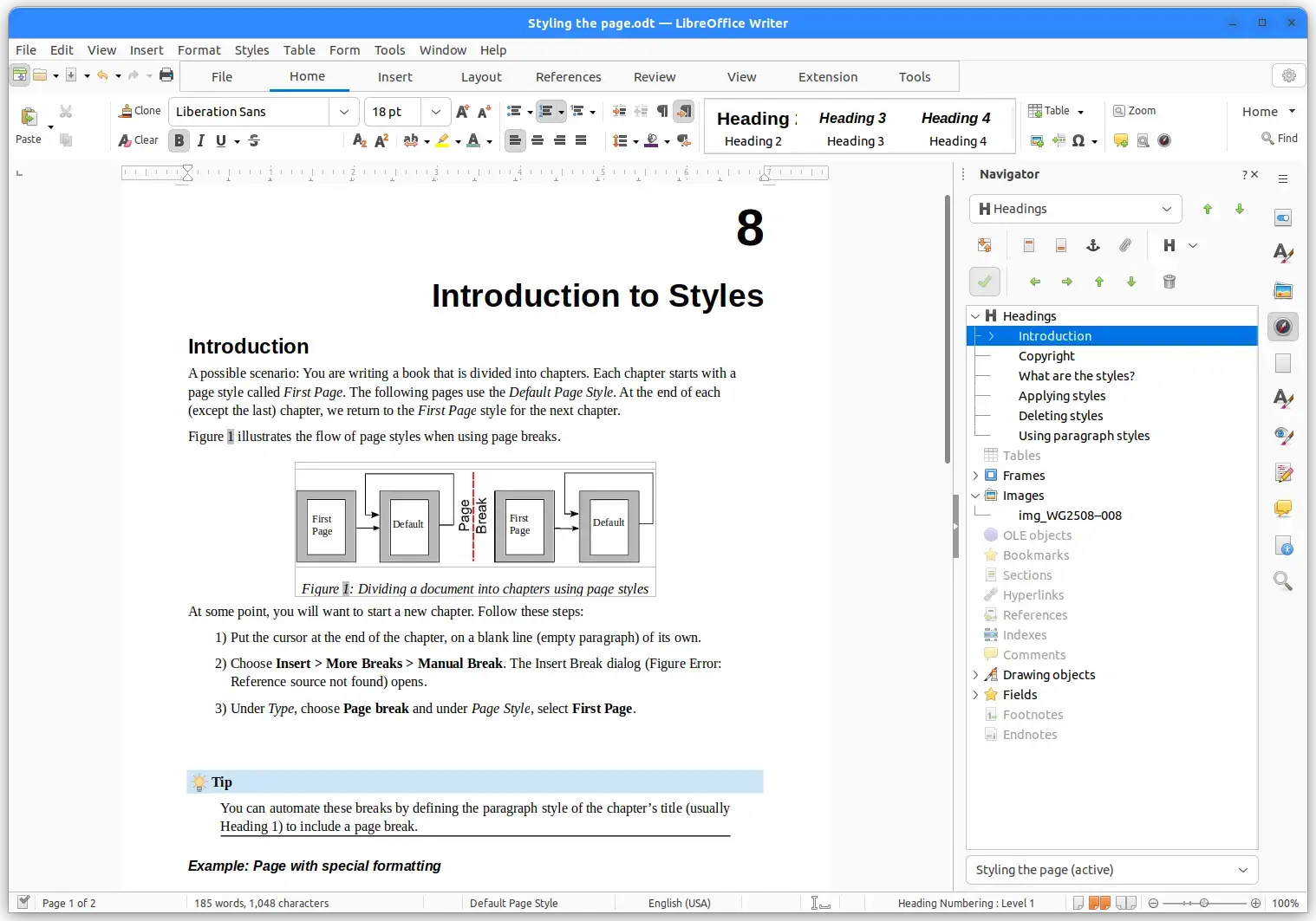 LibreOffice office suite running on Ubuntu