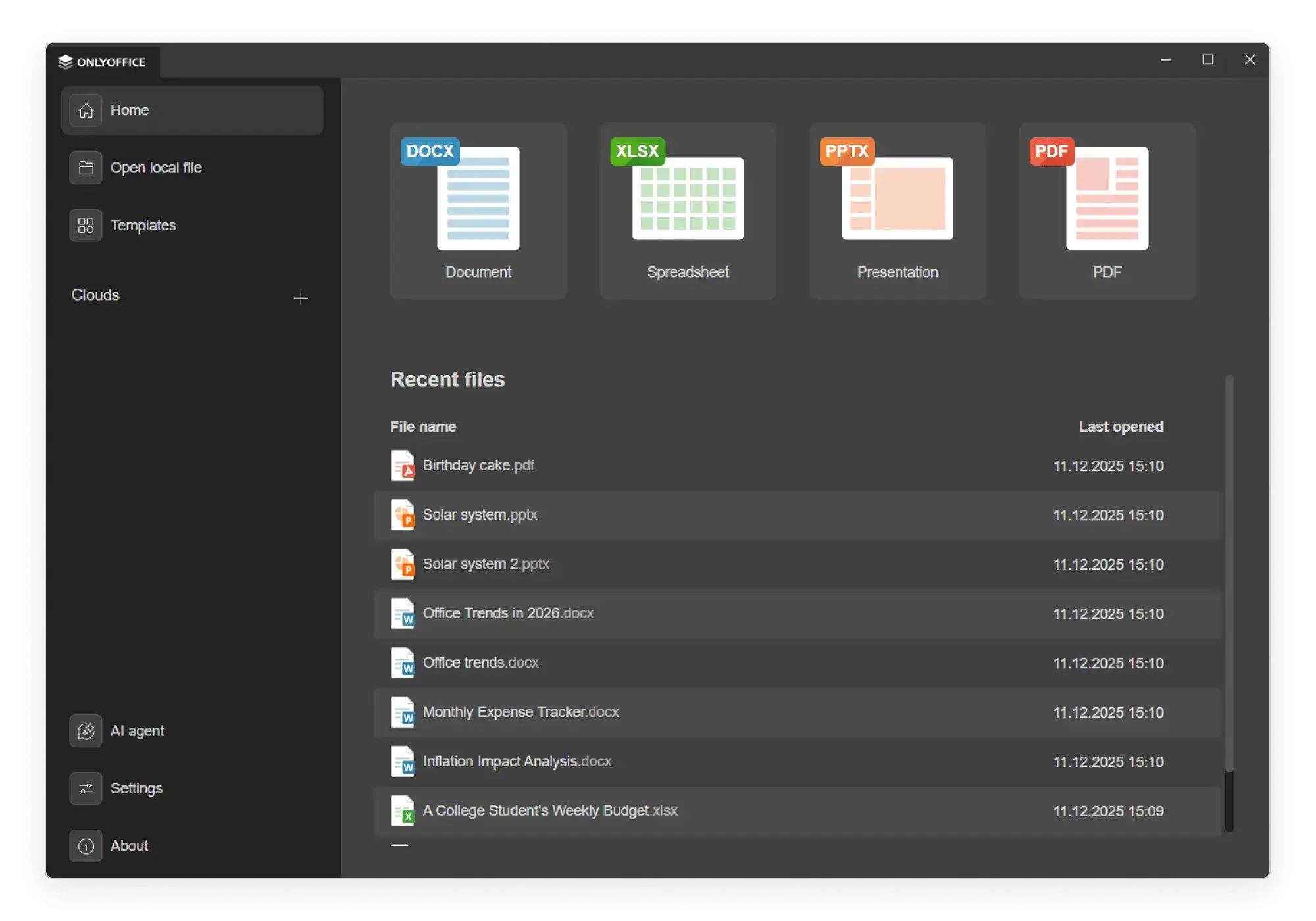OnlyOffice Desktop Editors running on Ubuntu
