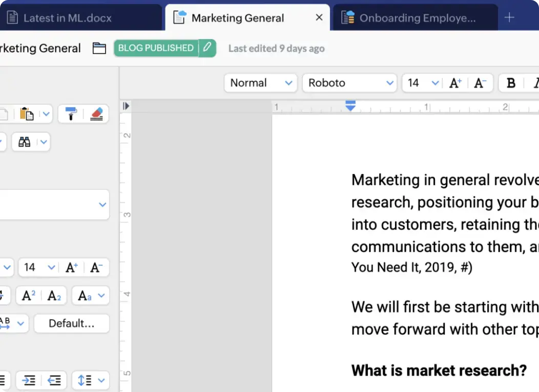 Zoho Office Suite running in a browser on Ubuntu