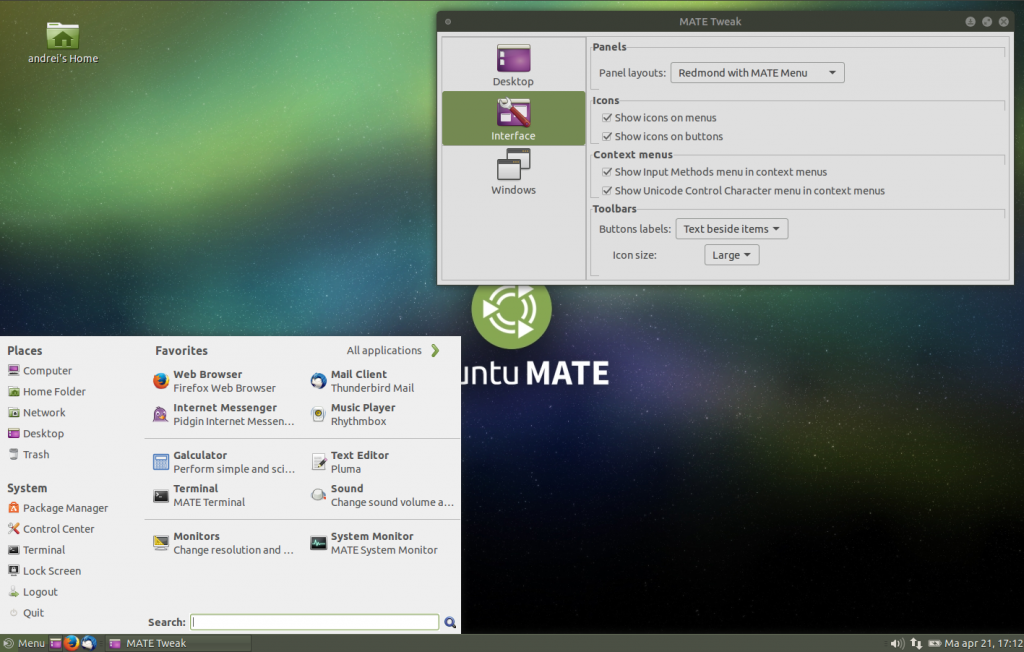 Ubuntu mate menu