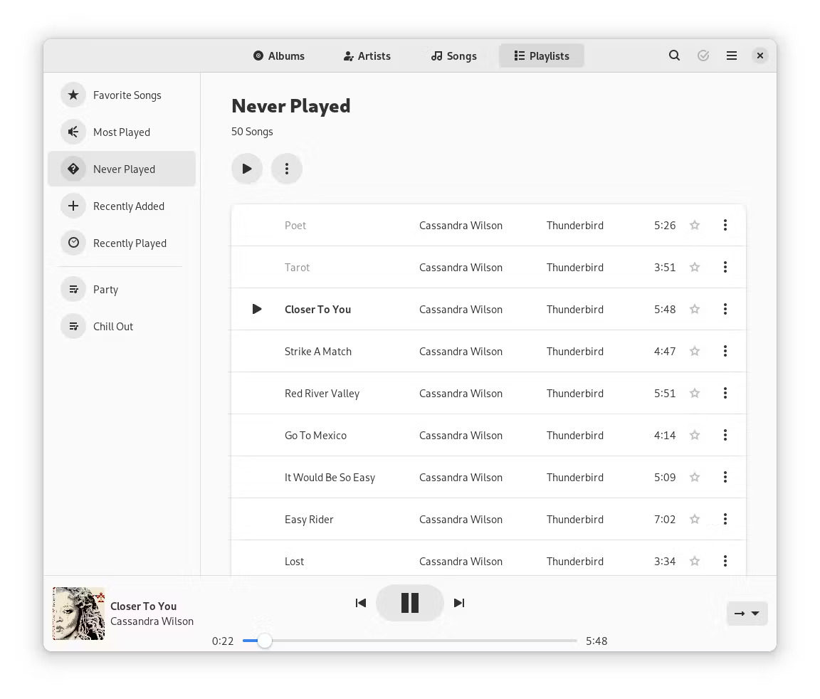 Options never played - GNOME Music Player for Ubuntu: Download and Install