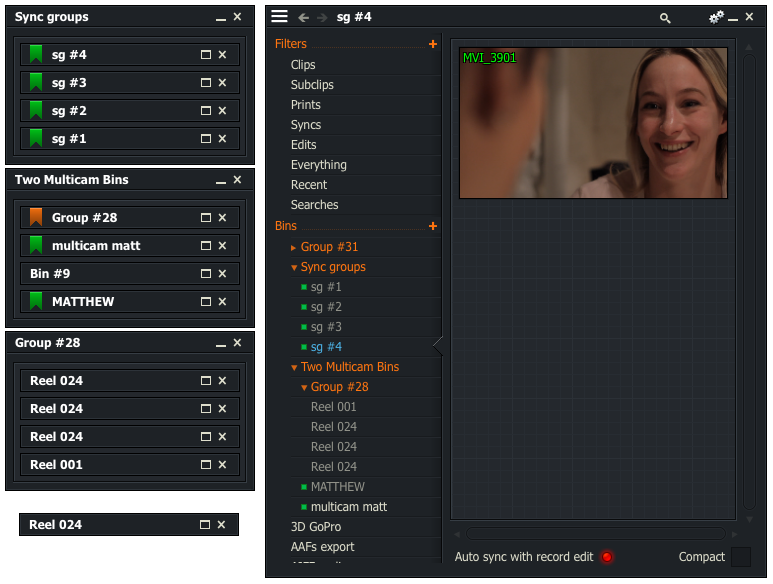 Lightworks video grouping