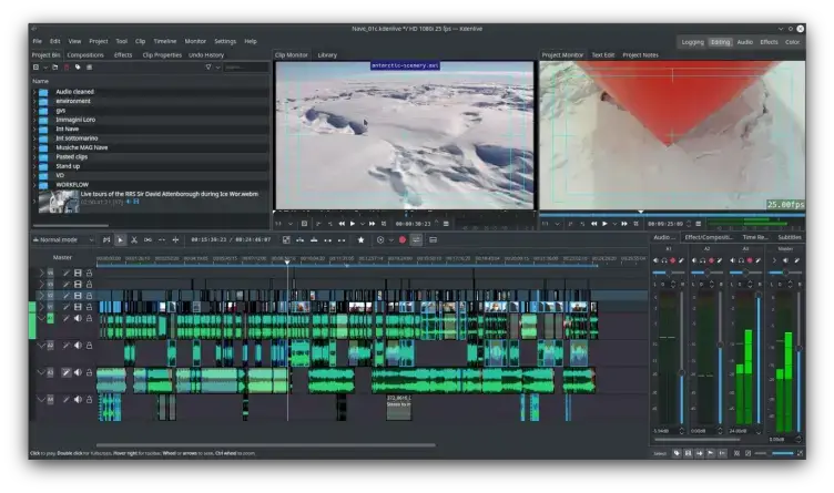 Kdenlive video editor screenshot on Ubuntu