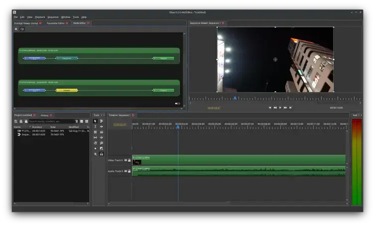Olive video editor screenshot on Ubuntu