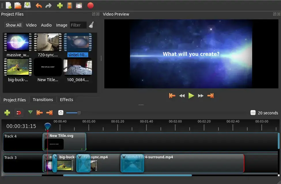 OpenShot video editor screenshot on Ubuntu