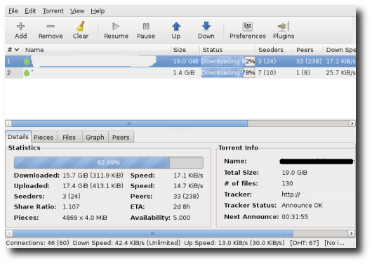 Deluge screenshot linux