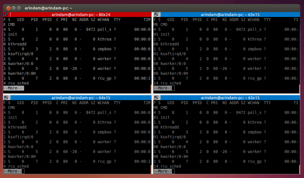 Terminator multiple terminals ubuntu