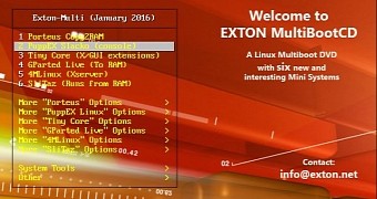 Exton linux multibootcd includes porteus gparted puppex 4mlinux slitaz and tiny core