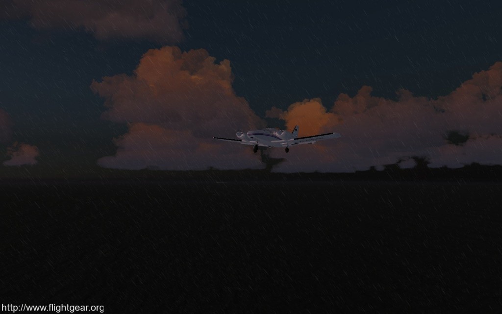 Flightgear game at night