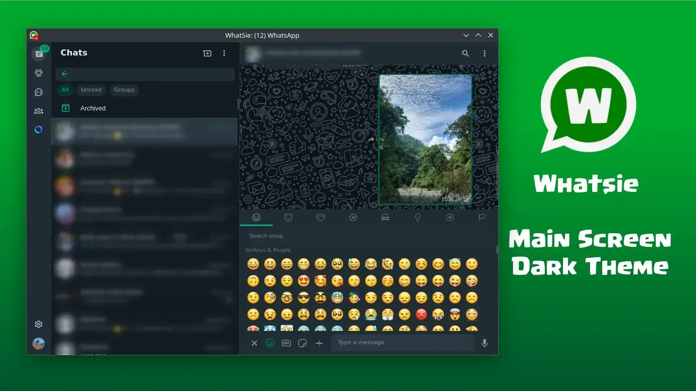 Whatsie unofficial WhatsApp Web wrapper using the dark theme on Linux