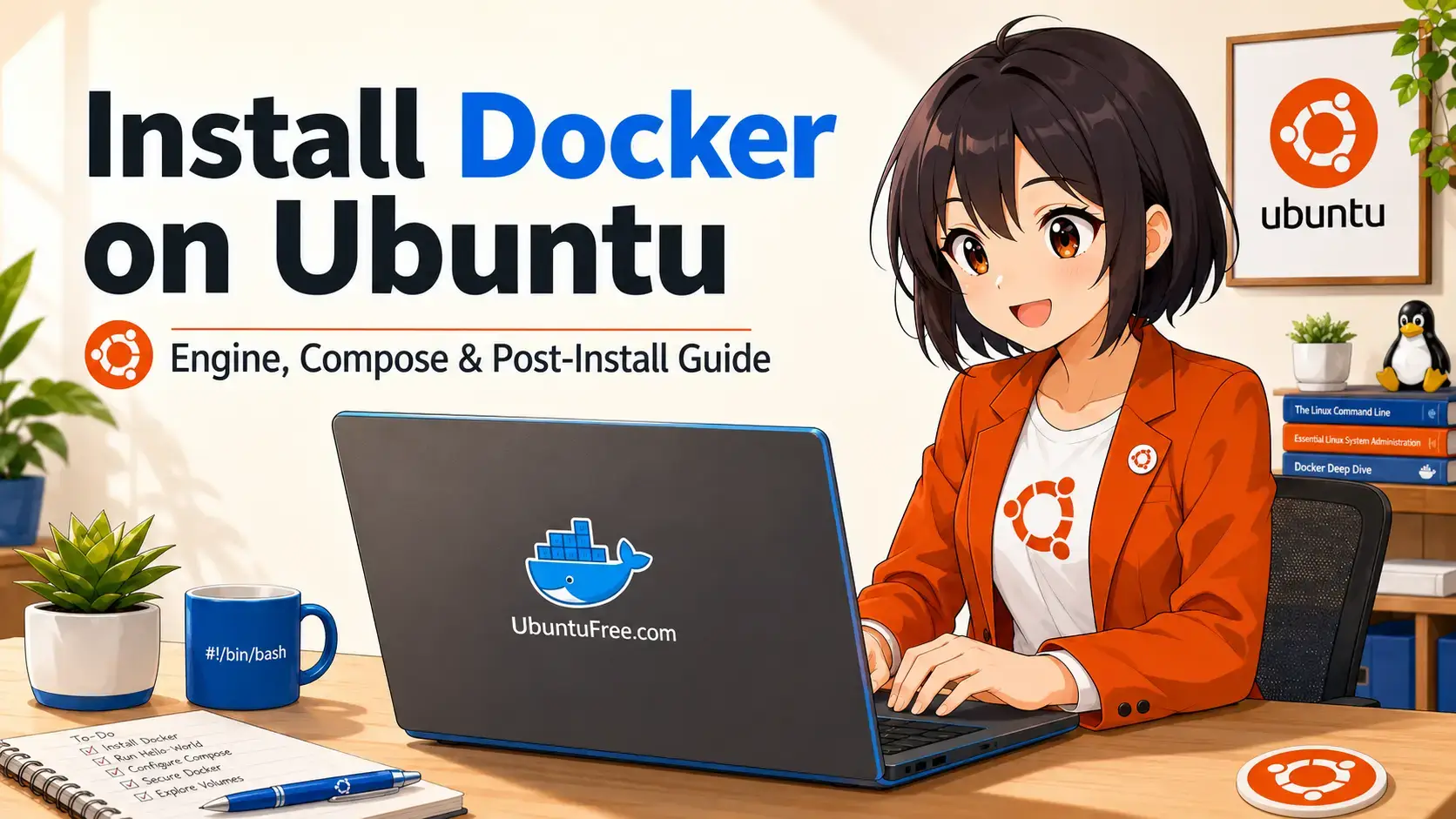 Installing docker on ubuntu guide cover - Docker on Ubuntu 24.04: Install Guide
