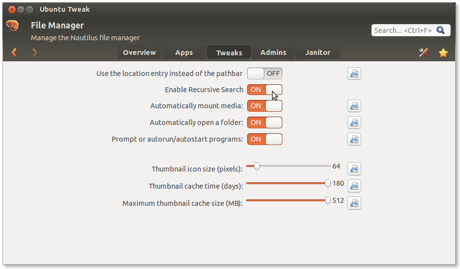 Ubuntu tweak change settings