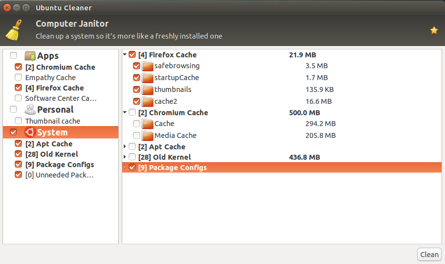 Ubuntu Cleaner App