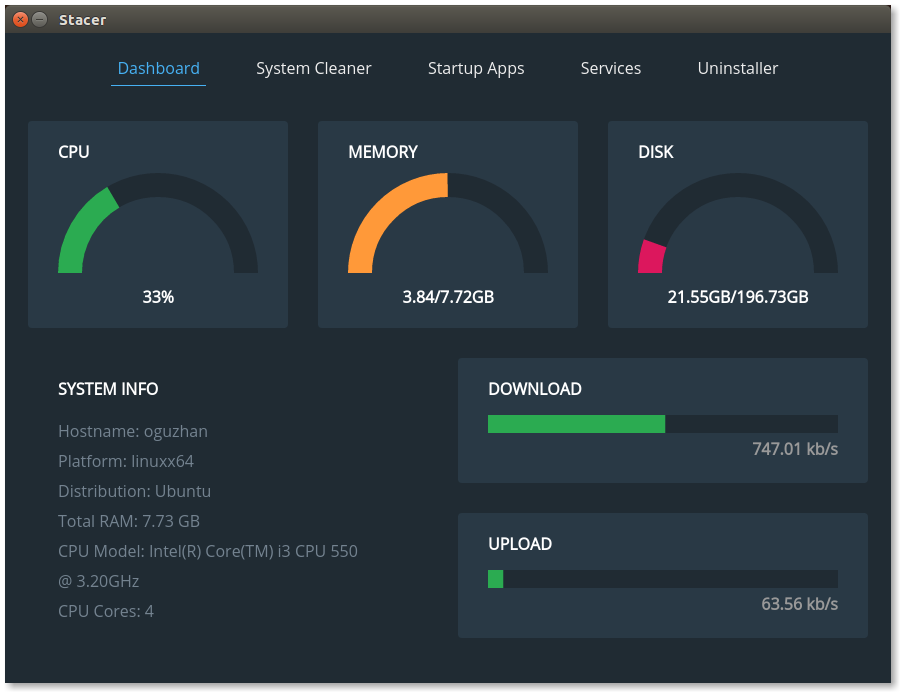 Stacer for linux