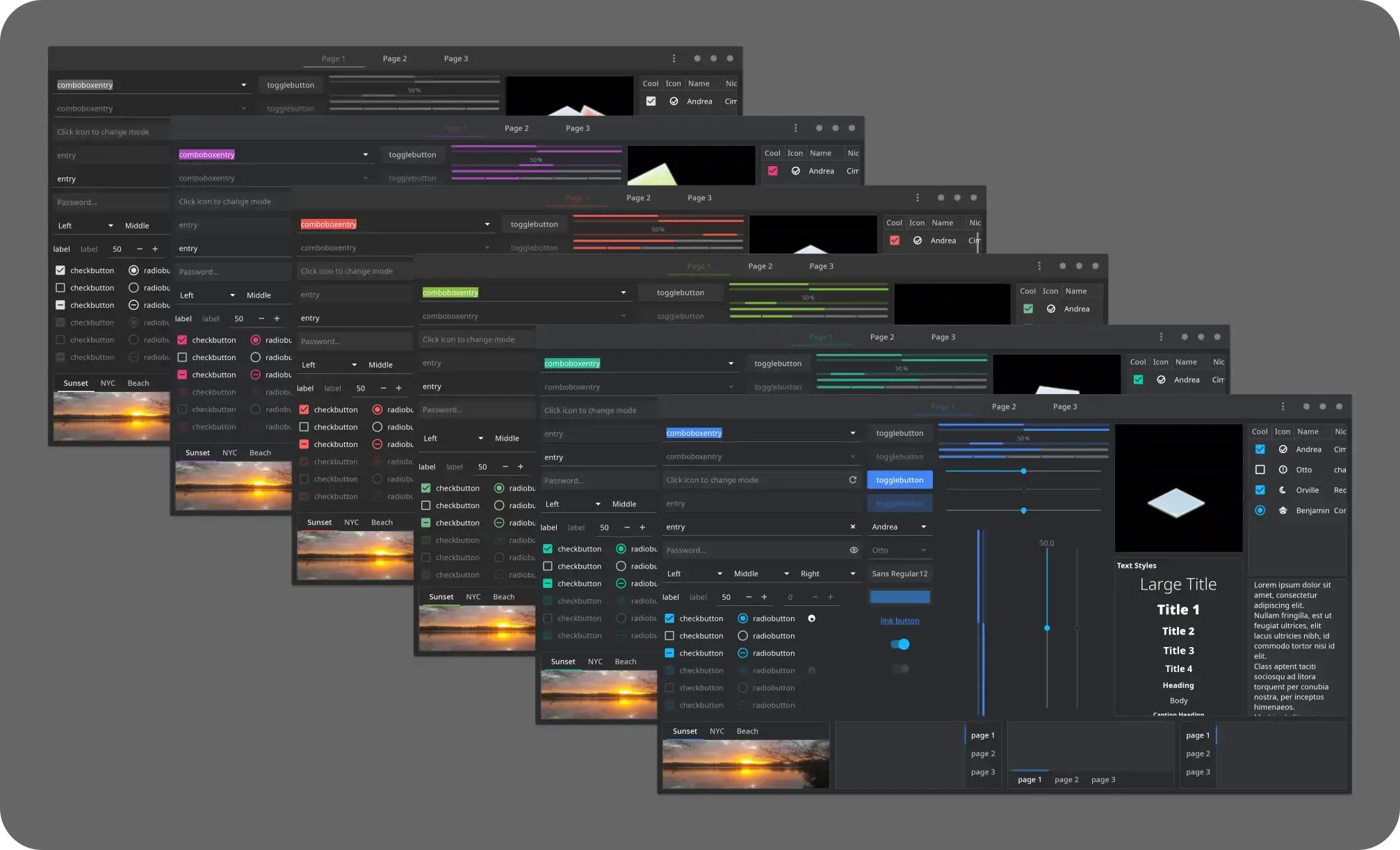 Different color options