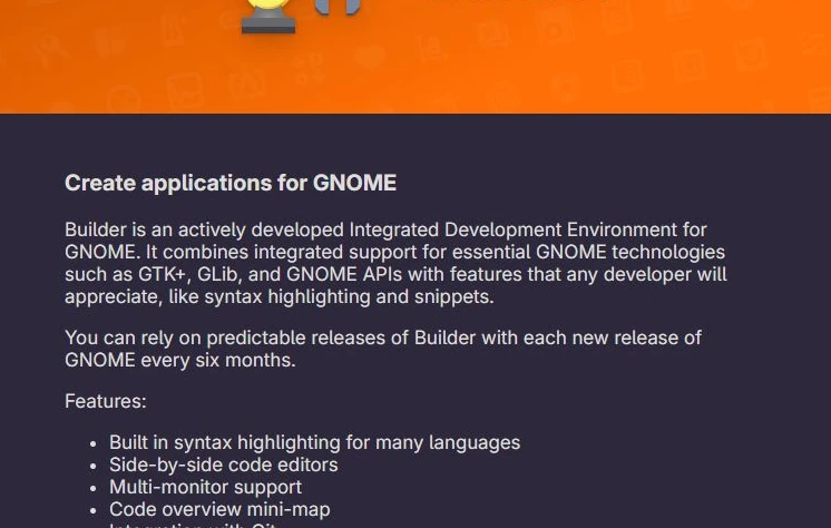 Best code editors ubuntu gnome builder screenshot - Top 5 Code Editors on Ubuntu 24.04