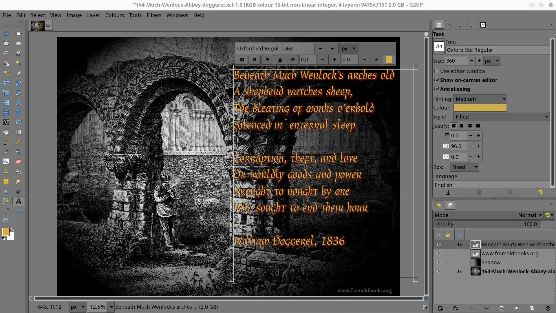 Adding custom text - How to Install GIMP on Ubuntu 26.04 - Complete Guide