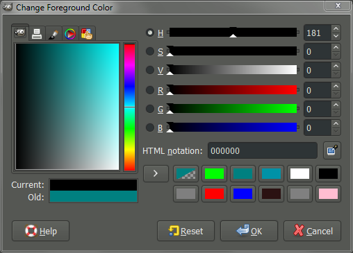 Change foreground on gimp