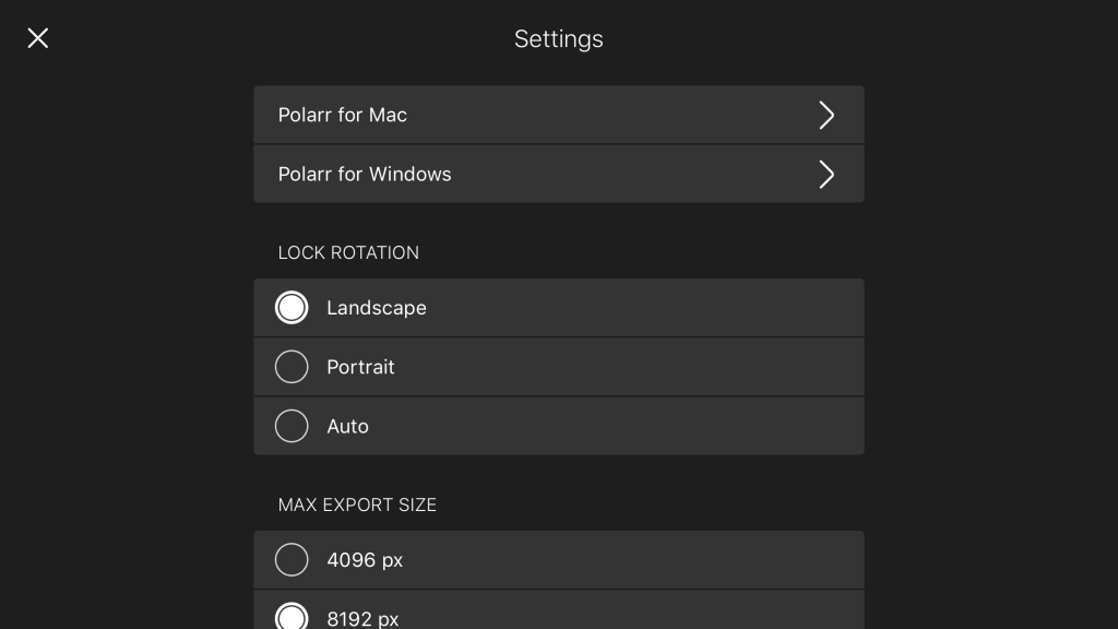 Edit settings