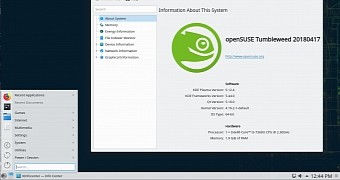 Opensuse tumbleweed is now powered by linux kernel 4 16 kde plasma 5 12 4
