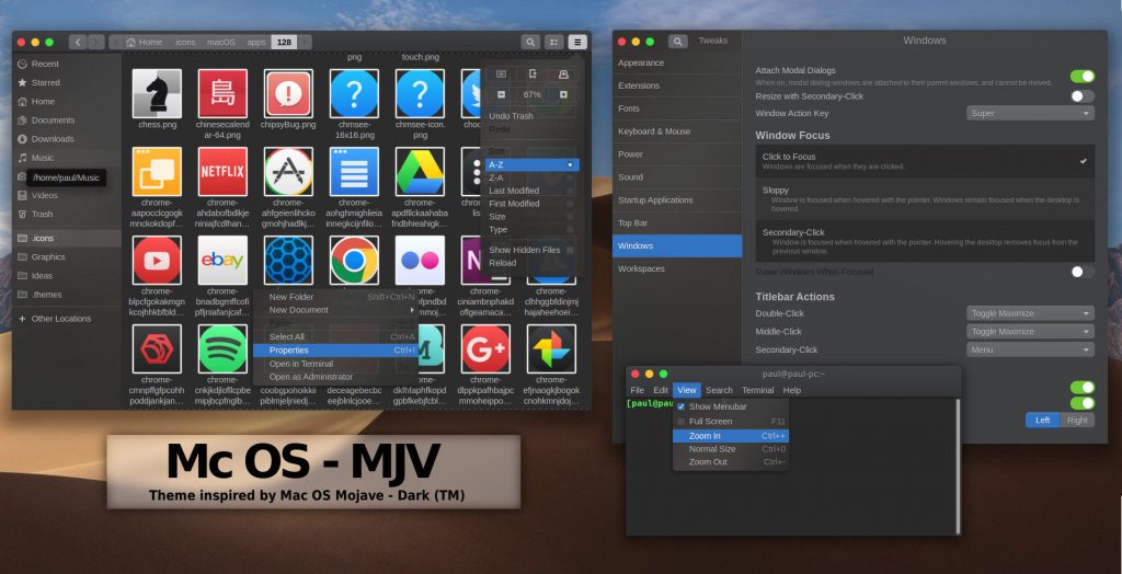 Mojave dark theme