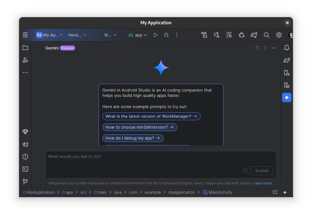 Gemini in android studio - Android Studio on Ubuntu