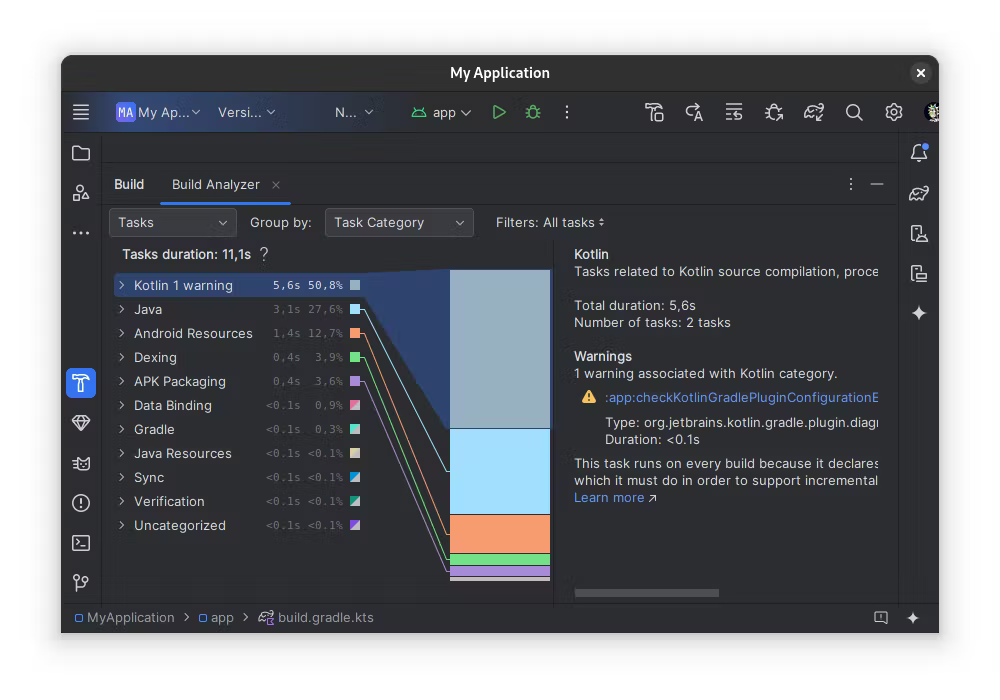 Kotlin 1 warning in android studio - Android Studio on Ubuntu