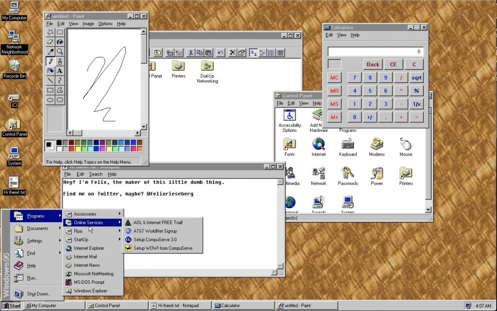 Windows 95 is now available on linux mac and windows as an electron app 522375 8