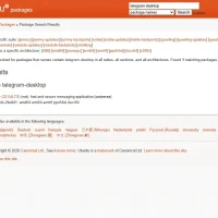 Telegram on ubuntu apt package search screenshot