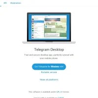 Telegram on ubuntu official desktop page screenshot