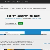 Telegram on ubuntu snap store screenshot