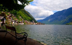 Lake with village